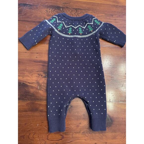 Hanna Andersson Tannenbaum Sweater Romper Blue Fair Isle Christmas 3-6 Months - Picture 2 of 9